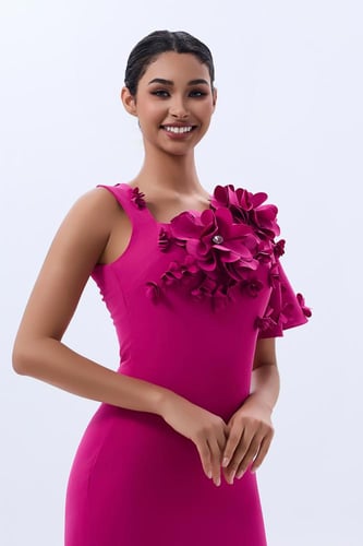 فستان كريب مع الورود