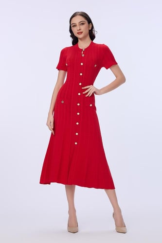 فستان حياكة احمر