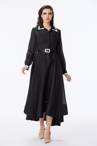 فستان اورغنزا اسود مع كريستال