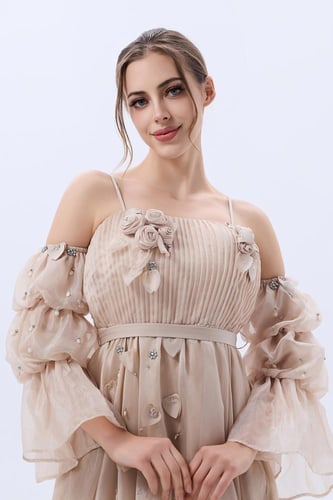 فستان اورغنز مع الورود