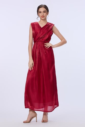 فستان احمر قطعتين