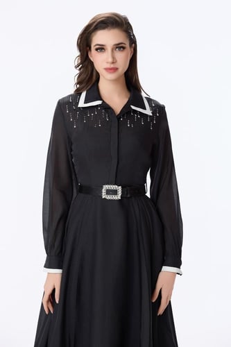 فستان اورغنزا اسود مع كريستال