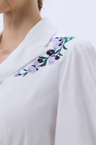 فستان قطن يتطريز بنفسجي