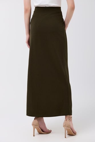 تنورة كريب ناعم زيتي ستريت