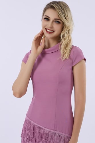 فستان كريب مع هدب