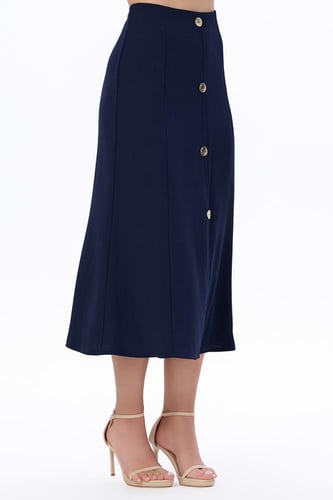 تنورة كحلي ميدي