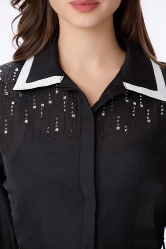 فستان اورغنزا اسود مع كريستال