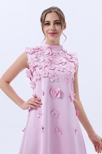 فستان كريب زهري