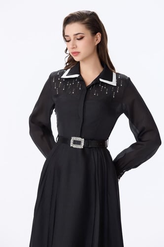 فستان اورغنزا اسود مع كريستال