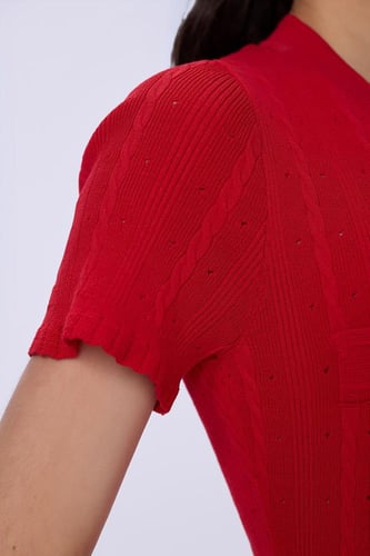 فستان حياكة احمر