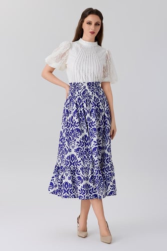 تنورة قطن بنقشة مزخرفة