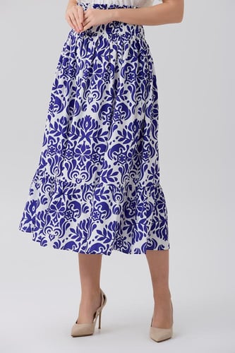 تنورة قطن بنقشة مزخرفة