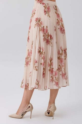 تنورة شيفون بنقشة الورد