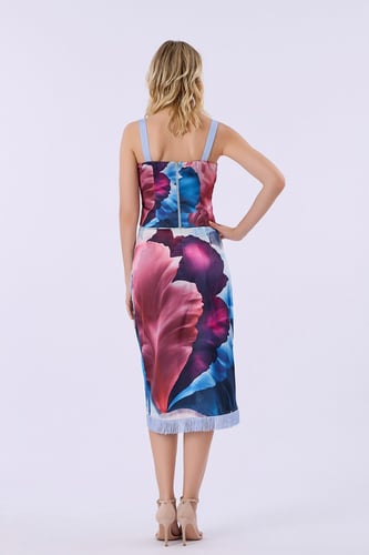 كورسيه ساتين بنقشة الزهر