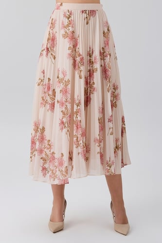 تنورة شيفون بنقشة الورد