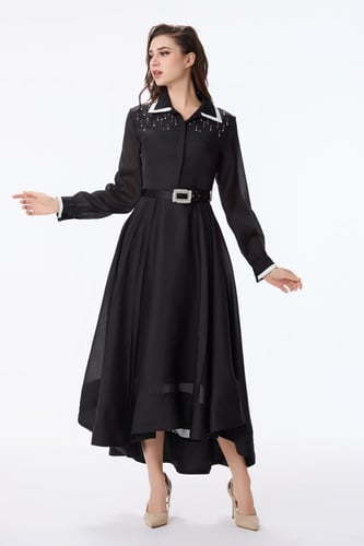 فستان اورغنزا اسود مع كريستال