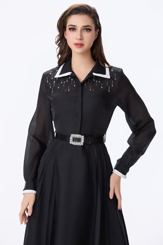 فستان اورغنزا اسود مع كريستال