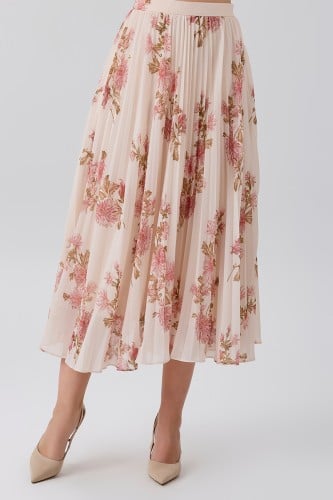 تنورة شيفون بنقشة الورد