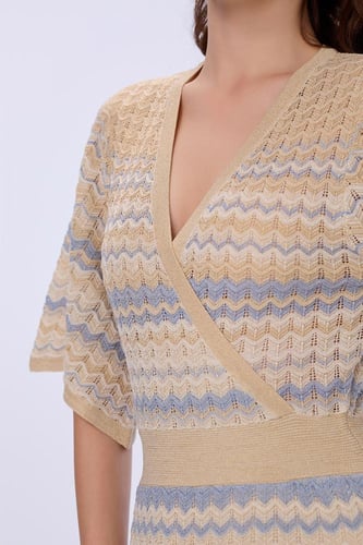 فستان حياكة بلونين