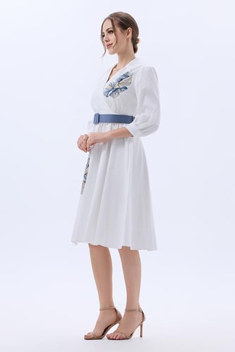 فستان قطن بنقشة و كريستال