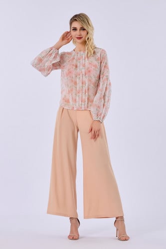 بلوزة اورغنزا بنقشة الزهر البرتقالي