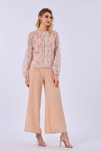 بلوزة اورغنزا بنقشة الزهر البرتقالي