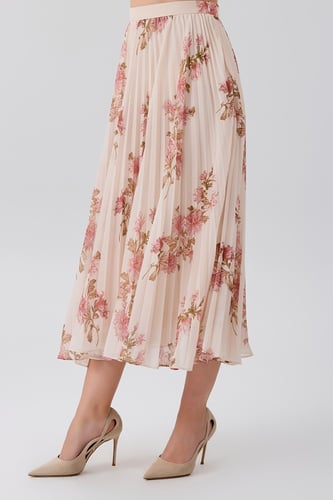 تنورة شيفون بنقشة الورد