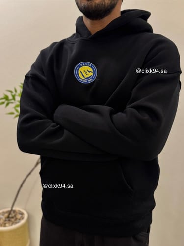 هودي النصر تطريز اسود