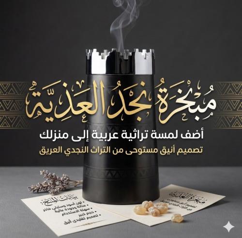 مبخرة نجد العذية اسود ملكي - فضي