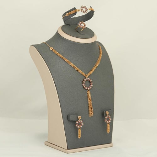 طقم ذهب الورود الملونة ( عيار 21)