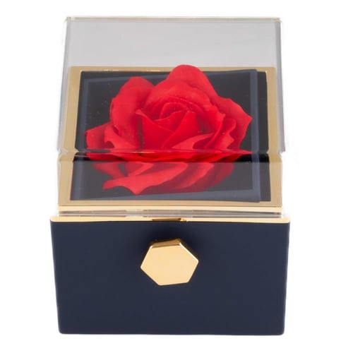 تغليف هدايا مع وردة دائمة لون الكحلي