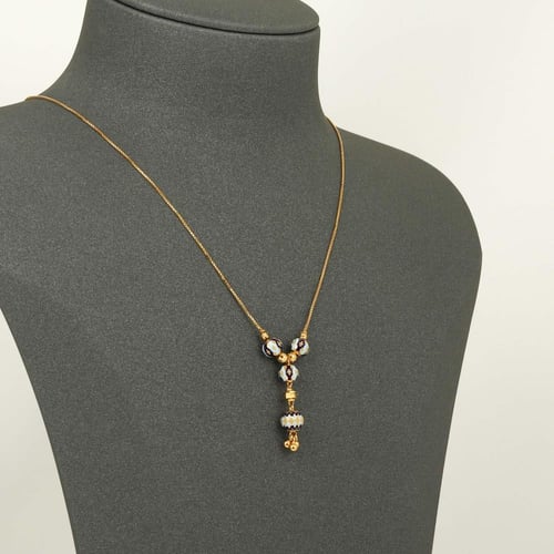 عقد ذهب ناعم الكرات الملونه ( عيار 21 )