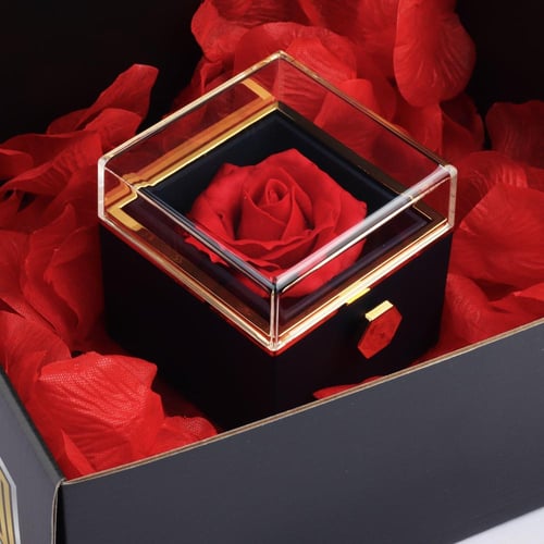 تغليف هدايا مع وردة دائمة لون الكحلي