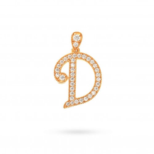 تعليقة ذهب حرف D مزينة بفصوص الزركون (عيار 18)