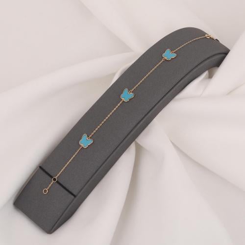 اسوارة ذهب الفراشات باللون الفيروزي ( عيار 18 )
