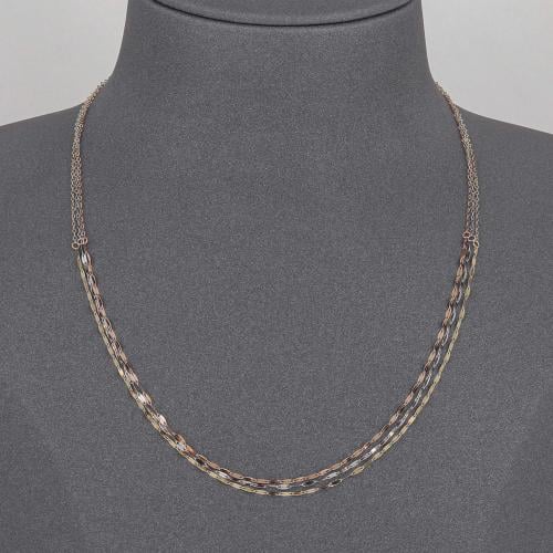 عقد ذهب عقد ثلاثة أدوار ملونة ( عيار 18 )