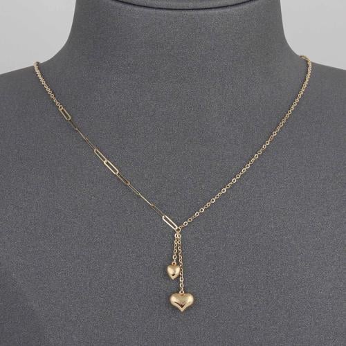 عقد ذهب جنزير وقلوب متدلية ( عيار 18 )