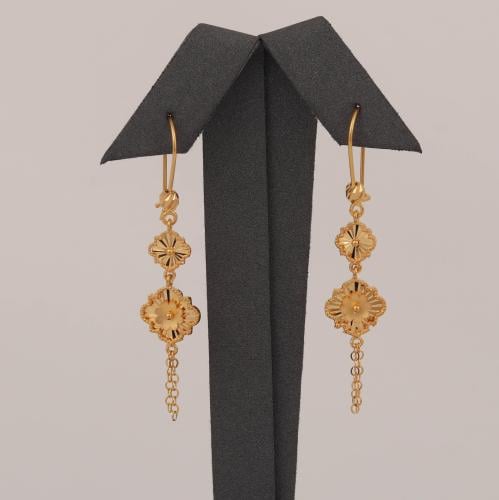 حلق ذهب الزهرتين المتدلية ( عيار 21 )