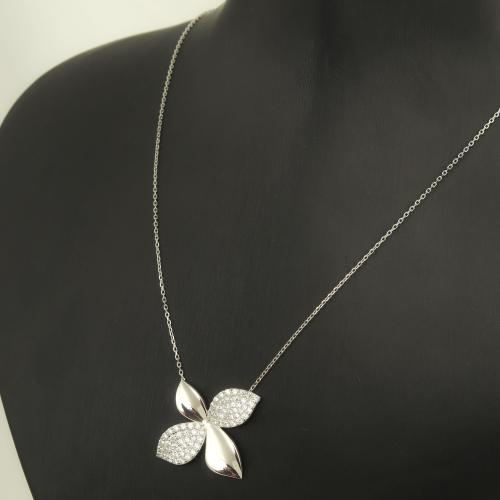 عقد ذهب أبيض أوراق الشجر ( عيار 18 )