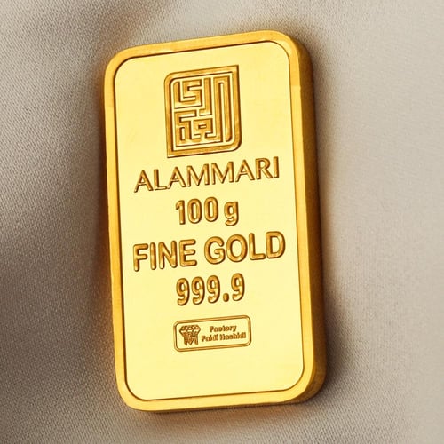 سبيكة ذهب 100 جرام عيار 24 قيراط محلي