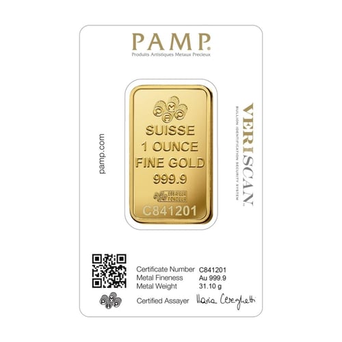 سبيكة ذهب PAMP سويسري وزن 31.1 جرام عيار 24 قيراط