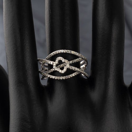 خاتم الماس SI الخطوط المداخلة مع الوردة (وزن الالم...