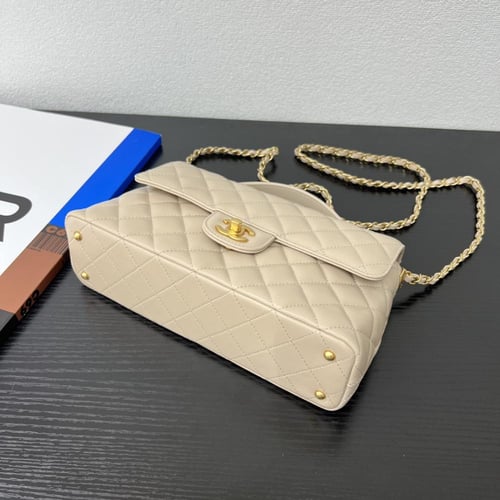 Chanel Classic Top Handle Flap Bag – Beige Quilted...