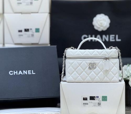 Chanel Vanity Case Bag – White Caviar Leather