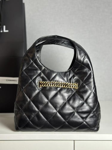 Chanel Black Quilted Leather Hobo Bag