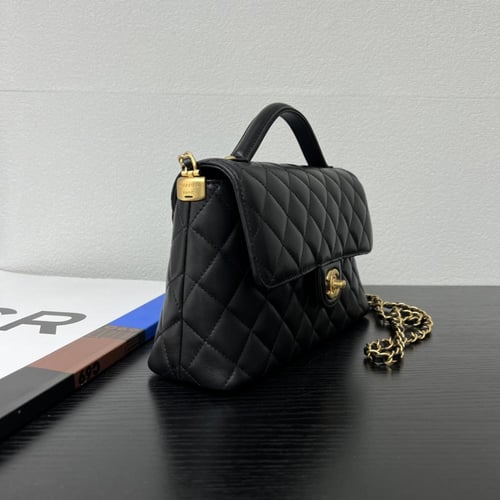 Chanel Classic Top Handle Flap Bag – Black Quilted...