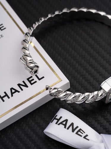 CHANEL Mini Rectangular Chain Bracelet Watch – Sil...