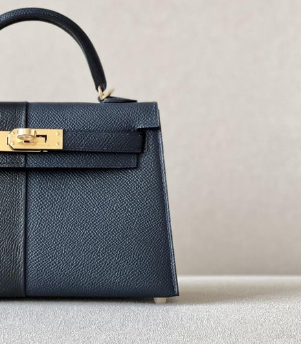 Hermès Kelly Mini II - Black & Blue Epsom Leather...