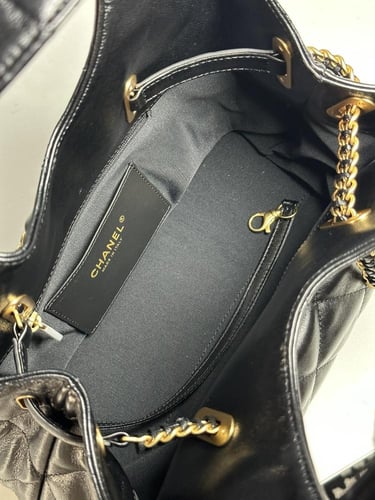 Chanel Black Quilted Leather Hobo Bag