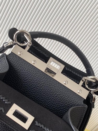 Fendi Peekaboo Black Woven Leather Bag